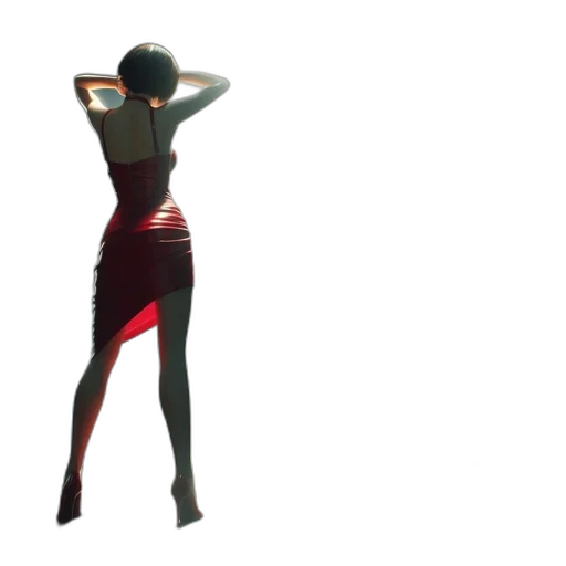 dress, staff, 3d render, concept art, photorealistic, pixel art, red, dark transparent PNG cut-out