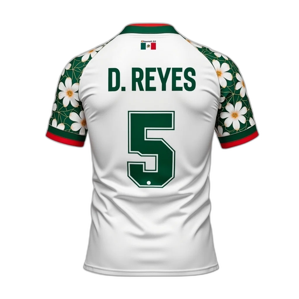 white, jersey, floral, pattern, number, back, featuring, name transparent PNG cut-out