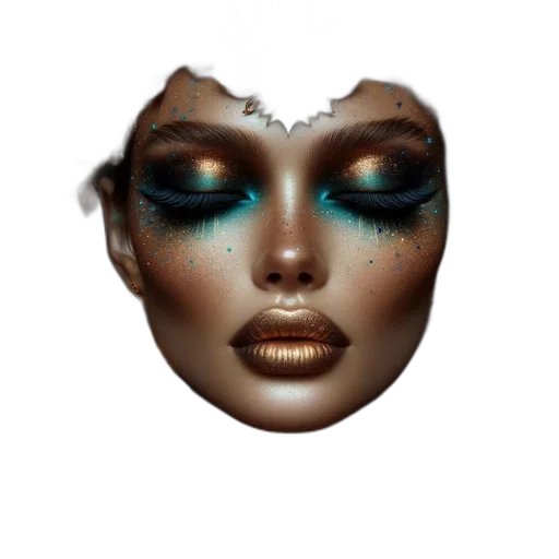 face, mask, jewelry, crown, photorealistic, 3d render, concept art, fantasy art transparent PNG cut-out