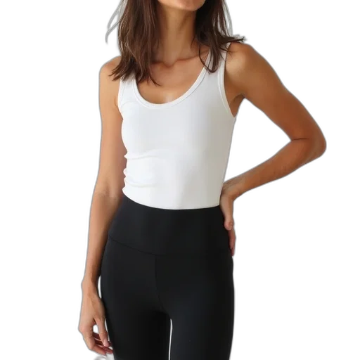 dress, monochrome, woman, slim, build, wearing, white, tank transparent PNG cut-out