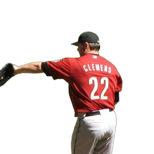 baseball, player, wearing, red, jersey, name, clemens, number transparent PNG cut-out