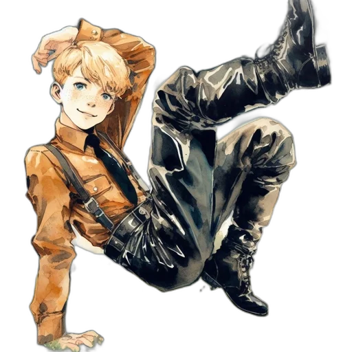 jacket, animal, creature, watercolor, anime, cartoon, concept art, monochrome transparent PNG cut-out