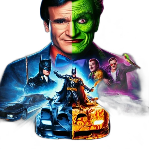 car, comic book art, concept art, neon, art, piece, resembling, batman transparent PNG cut-out