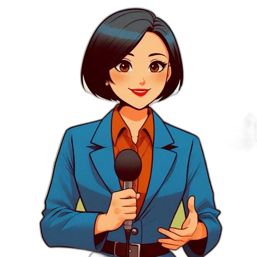 staff, jacket, jewelry, cartoon, anime, comic book art, pixel art, female transparent PNG cut-out
