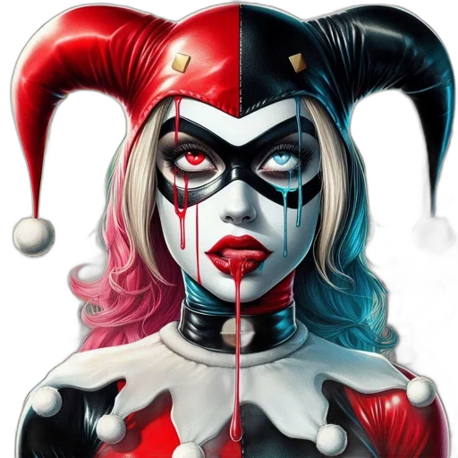comic book art, concept art, cartoon, fantasy art, artistic, representation, harley, quinn-like transparent PNG cut-out