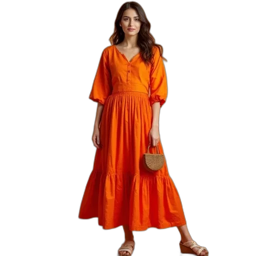 dress, earth tones, colorful, orange, tunic, kurta, skirt, set transparent PNG cut-out