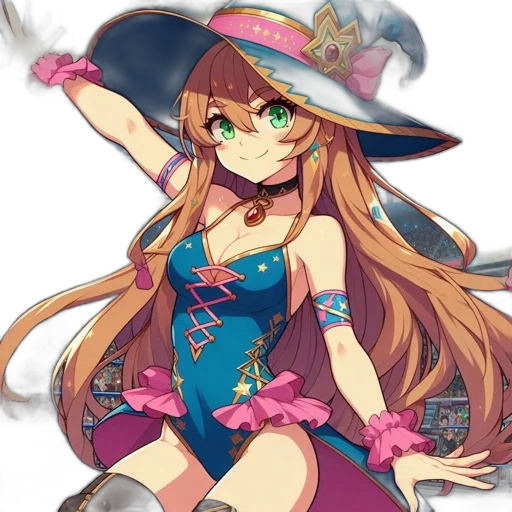 hat, staff, dress, crown, anime, pixel art, fantasy art, concept art transparent PNG cut-out