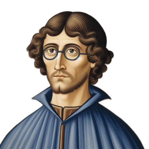 portrait, man, wearing, blue, robe, rounded, glasses, amidst transparent PNG cut-out