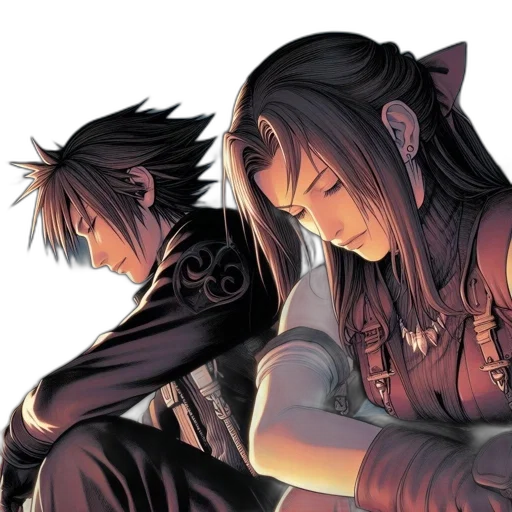 fantasy art, concept art, comic book art, anime, rain, two, animated, characters transparent PNG cut-out
