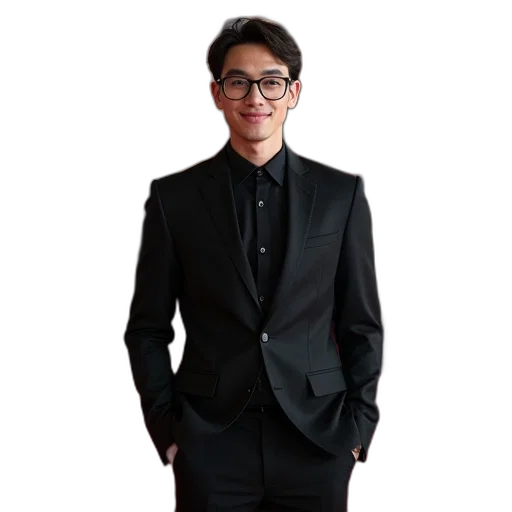 staff, jacket, face, photorealistic, dark, monochrome, young, man transparent PNG cut-out