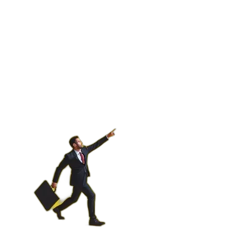 staff, robot, pixel art, concept art, 3d render, businessman, holding, briefcase transparent PNG cut-out