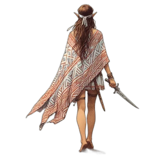 jacket, dress, staff, sword, fantasy art, concept art, watercolor, pixel art transparent PNG cut-out