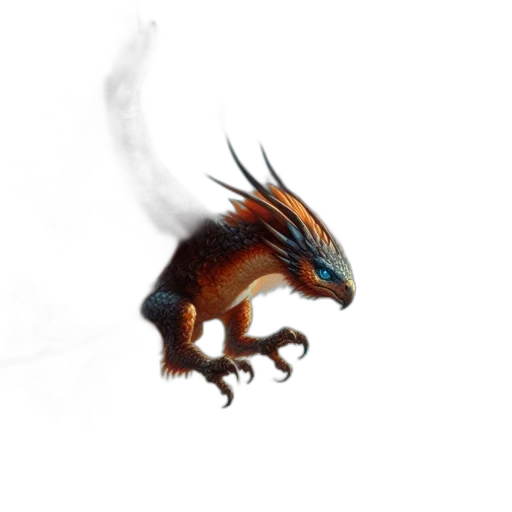 dragon, creature, animal, staff, concept art, fantasy art, 3d render, photorealistic transparent PNG cut-out