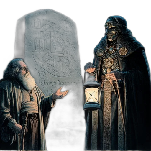 concept art, fantasy art, comic book art, photorealistic, fog, elderly, man, staff transparent PNG cut-out