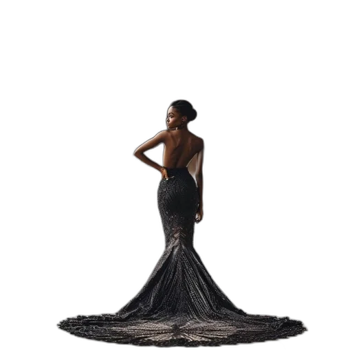 dress, concept art, 3d render, dark, woman, stands, grand, illuminated transparent PNG cut-out