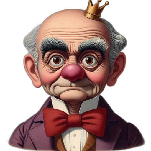 face, crown, staff, mask, cartoon, concept art, 3d render, photorealistic transparent PNG cut-out