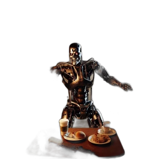 robot, sword, weapon, jewelry, 3d render, concept art, fantasy art, photorealistic transparent PNG cut-out