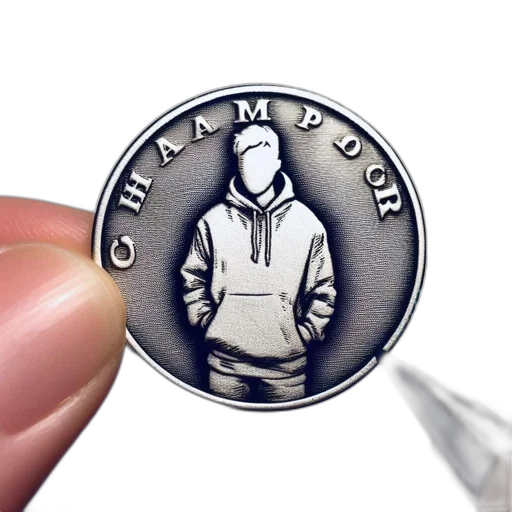 jewelry, jacket, 3d render, photorealistic, image, shows, coin, featuring transparent PNG cut-out