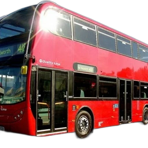 photorealistic, 3d render, red, double-decker, bus, route, number, 418 transparent PNG cut-out