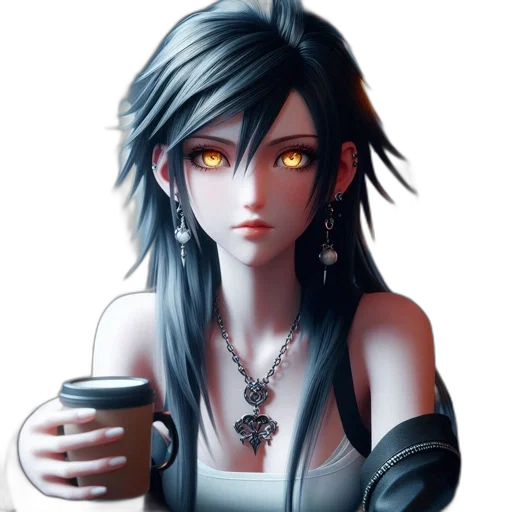 face, jewelry, fantasy art, anime, pixel art, concept art, dark, monochrome transparent PNG cut-out