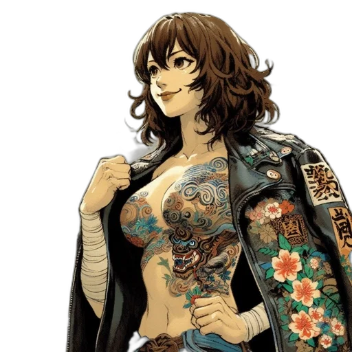 dress, jacket, flower, jewelry, concept art, anime, comic book art, cartoon transparent PNG cut-out
