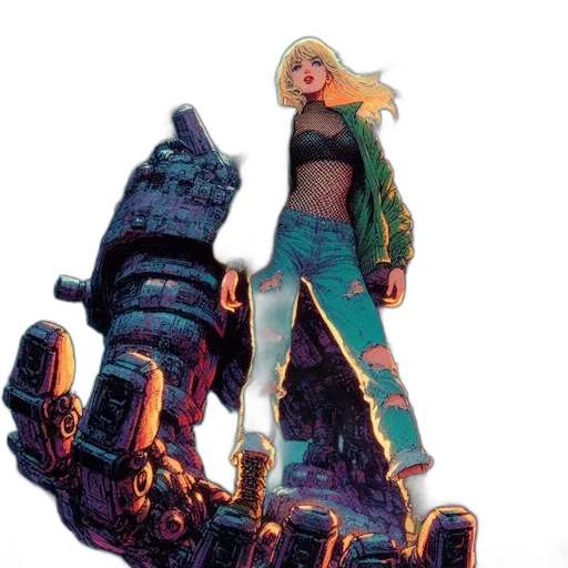 weapon, concept art, comic book art, fantasy art, 3d render, young, woman, casual transparent PNG cut-out