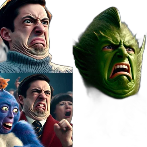 mask, face, creature, concept art, photorealistic, 3d render, comic book art, green transparent PNG cut-out