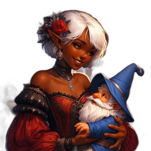fantasy art, concept art, pixel art, photorealistic, woman, dark, skin, elf-like transparent PNG cut-out