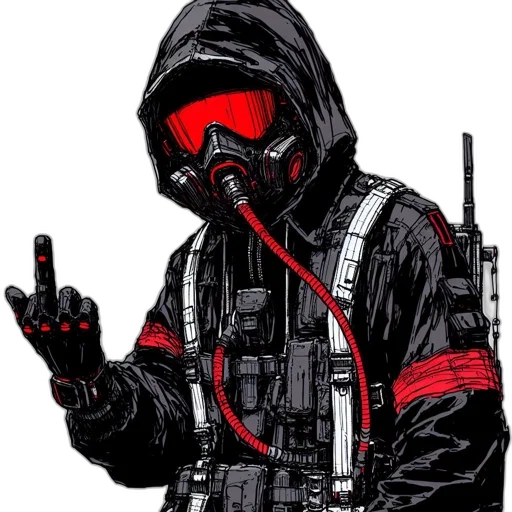 jacket, weapon, staff, cyberpunk, pixel art, comic book art, concept art, red transparent PNG cut-out