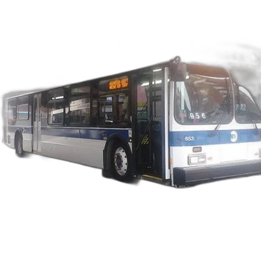 photorealistic, 3d render, concept art, white, blue, bus, number, 653 transparent PNG cut-out