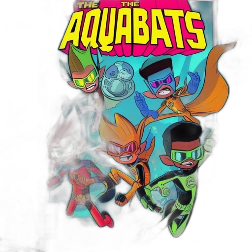 comic book art, concept art, underwater, colorful, comic, book, cover, featuring transparent PNG cut-out