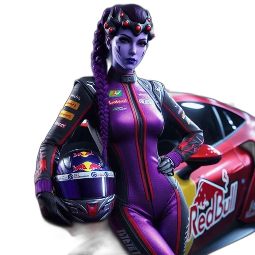 car, concept art, cyberpunk, fantasy art, pixel art, purple-skinned, character, sponsored transparent PNG cut-out