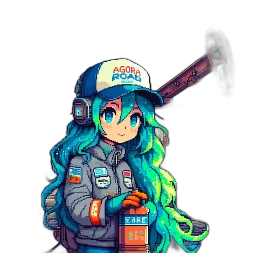jacket, hat, staff, weapon transparent PNG cut-out