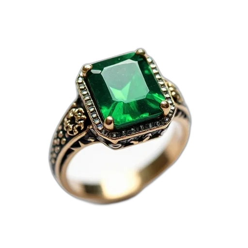 jewelry, crown, 3d render, green, close-up, image, ring, gemstone transparent PNG cut-out