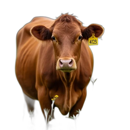 animal, face, photorealistic, concept art, brown, cow, yellow, tag transparent PNG cut-out