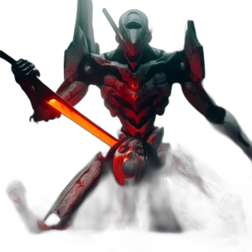 robot, weapon, sword, staff, concept art, 3d render, fantasy art, pixel art transparent PNG cut-out