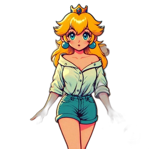 crown, dress, staff, sword, pixel art, concept art, anime, watercolor transparent PNG cut-out