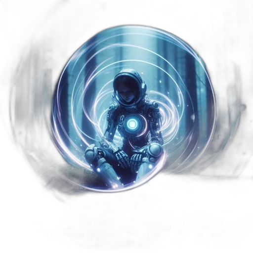 robot, mask, weapon, concept art, comic book art, 3d render, pixel art, outer space transparent PNG cut-out