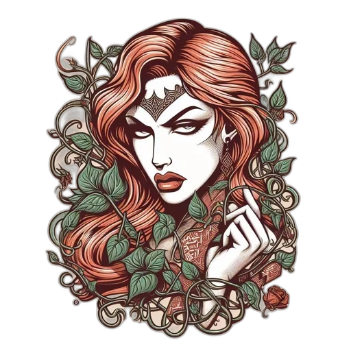 crown, comic book art, fantasy art, watercolor, cartoon, red, earth tones, green transparent PNG cut-out