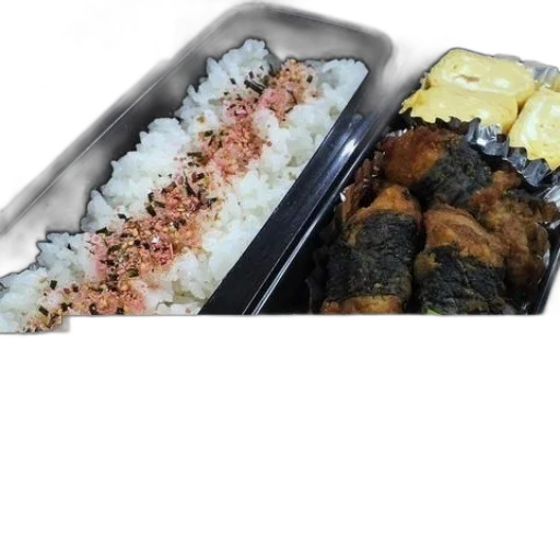 food, 3d render, monochrome, bento, box, rice, broccoli, other transparent PNG cut-out