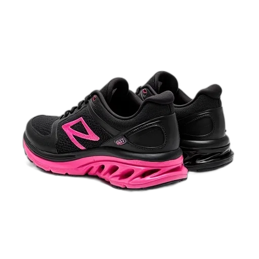 shoes, 3d render, pair, black, pink, running, mesh, upper transparent PNG cut-out