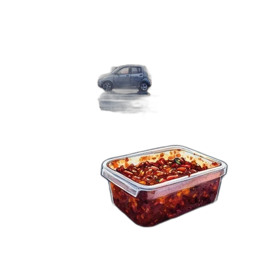 food, car, 3d render, parking, lot, dawn, dusk, features transparent PNG cut-out