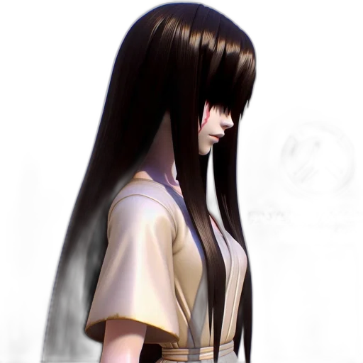 staff, hair, face, dress, concept art, 3d render, photorealistic, anime transparent PNG cut-out