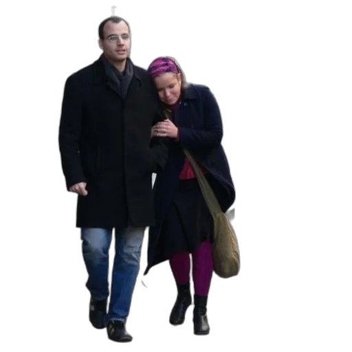 jacket, umbrella, hat, snow, city street, man, black, coat transparent PNG cut-out