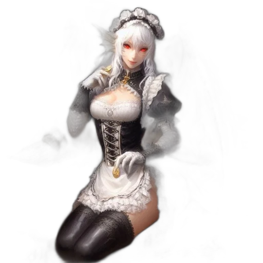dress, staff, robot, fantasy art, concept art, 3d render, photorealistic, monochrome transparent PNG cut-out