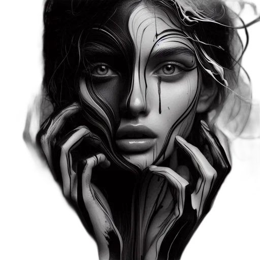 face, mask, creature, fantasy art, photorealistic, comic book art, concept art, dark transparent PNG cut-out