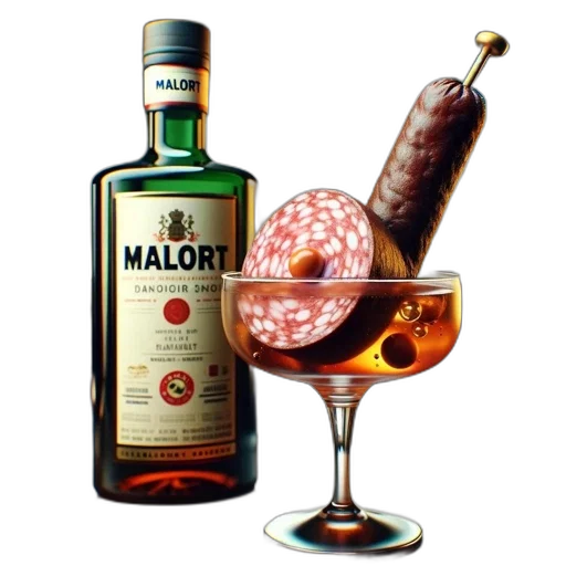 food, bottle, crown, photorealistic, 3d render, image, portrays, malort transparent PNG cut-out