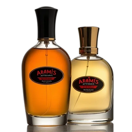 bottle, aramis, aftershave, red, black, label, displayed, next transparent PNG cut-out