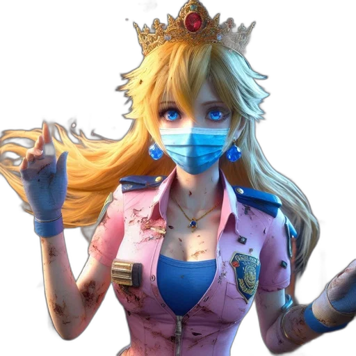 crown, staff, face, concept art, 3d render, fantasy art, anime, blue transparent PNG cut-out