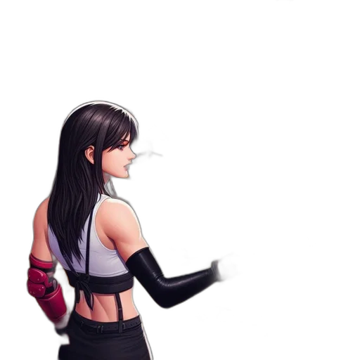 jacket, weapon, pixel art, concept art, anime, 3d render, neon lights, dark transparent PNG cut-out